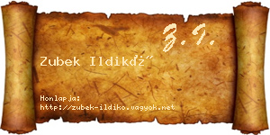 Zubek Ildikó névjegykártya
